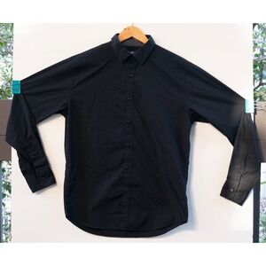 BEVERLY HILLS Polo Club Shirt Men's Black Button Up Long Sleeve Size M